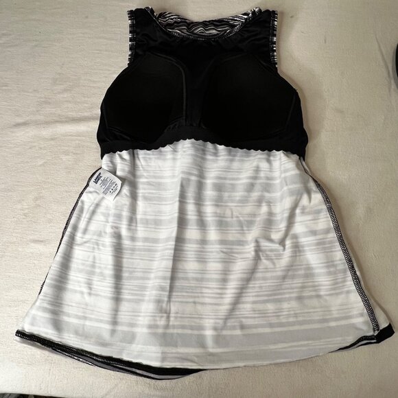 Lands End Womens Black & White Striped High-Neck Tankini Swim Top Size 8 Nylon/S - Picture 3 of 12